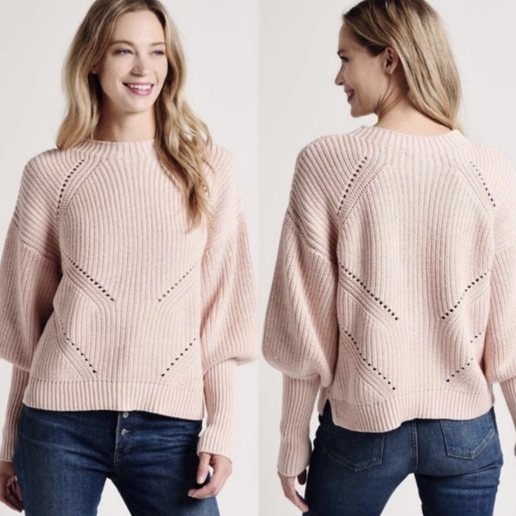 Joie Cashmere Charcoal Landyn Balloon Sleeve Chunky Knit Sweater - Picture 7 of 8